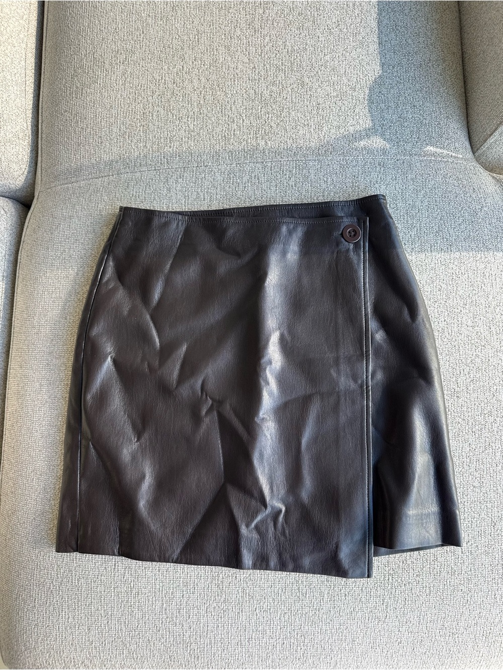Babaton Black Faux Leather Wrap Mini Skirt